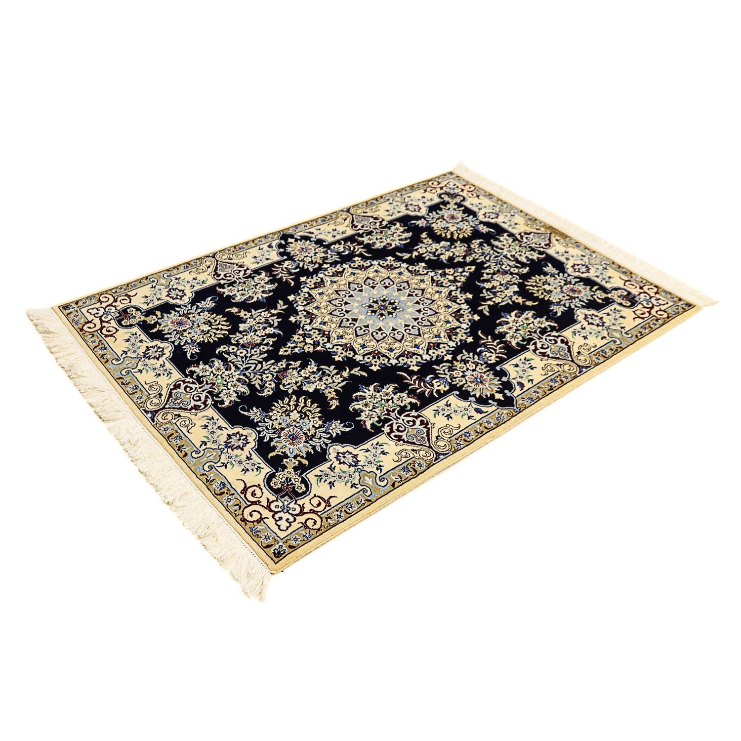 Persisk tæppe - Nain - Premium - 140 x 100 cm - mørkeblå