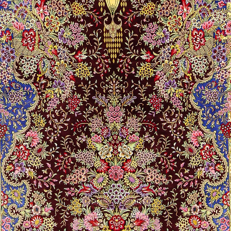 Silketæppe - Ghom Silk - Premium - 197 x 128 cm - mørkeblå