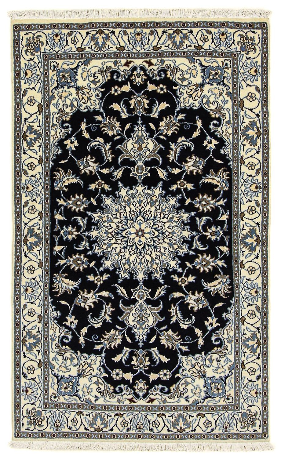 Persisk tæppe - Nain - 198 x 119 cm - mørkeblå