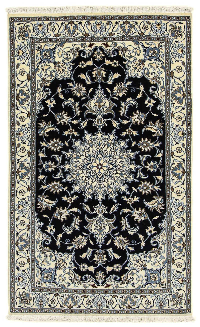 Persisk tæppe - Nain - 198 x 119 cm - mørkeblå