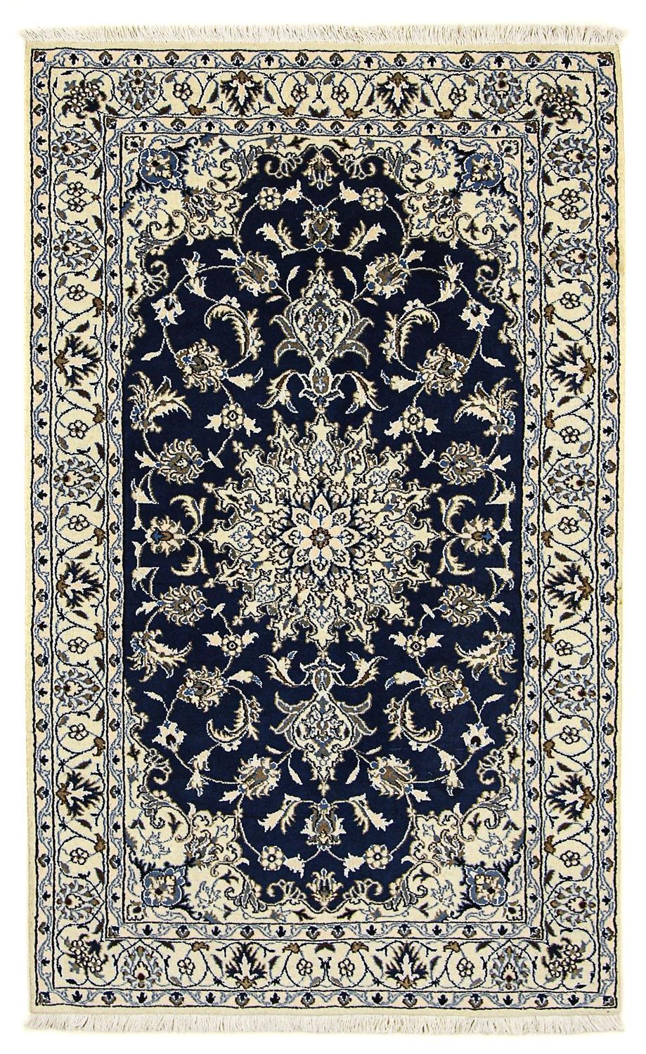 Persisk tæppe - Nain - 203 x 120 cm - mørkeblå