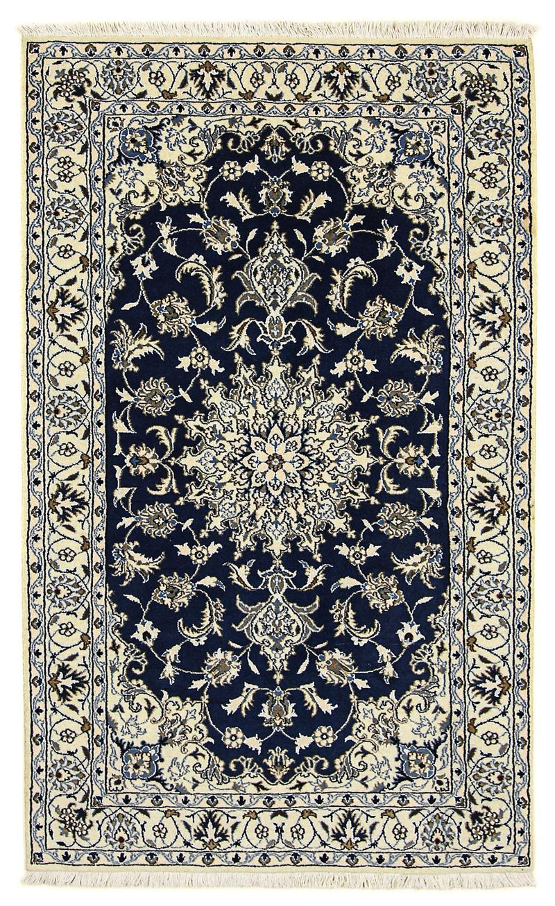 Persisk tæppe - Nain - 203 x 120 cm - mørkeblå
