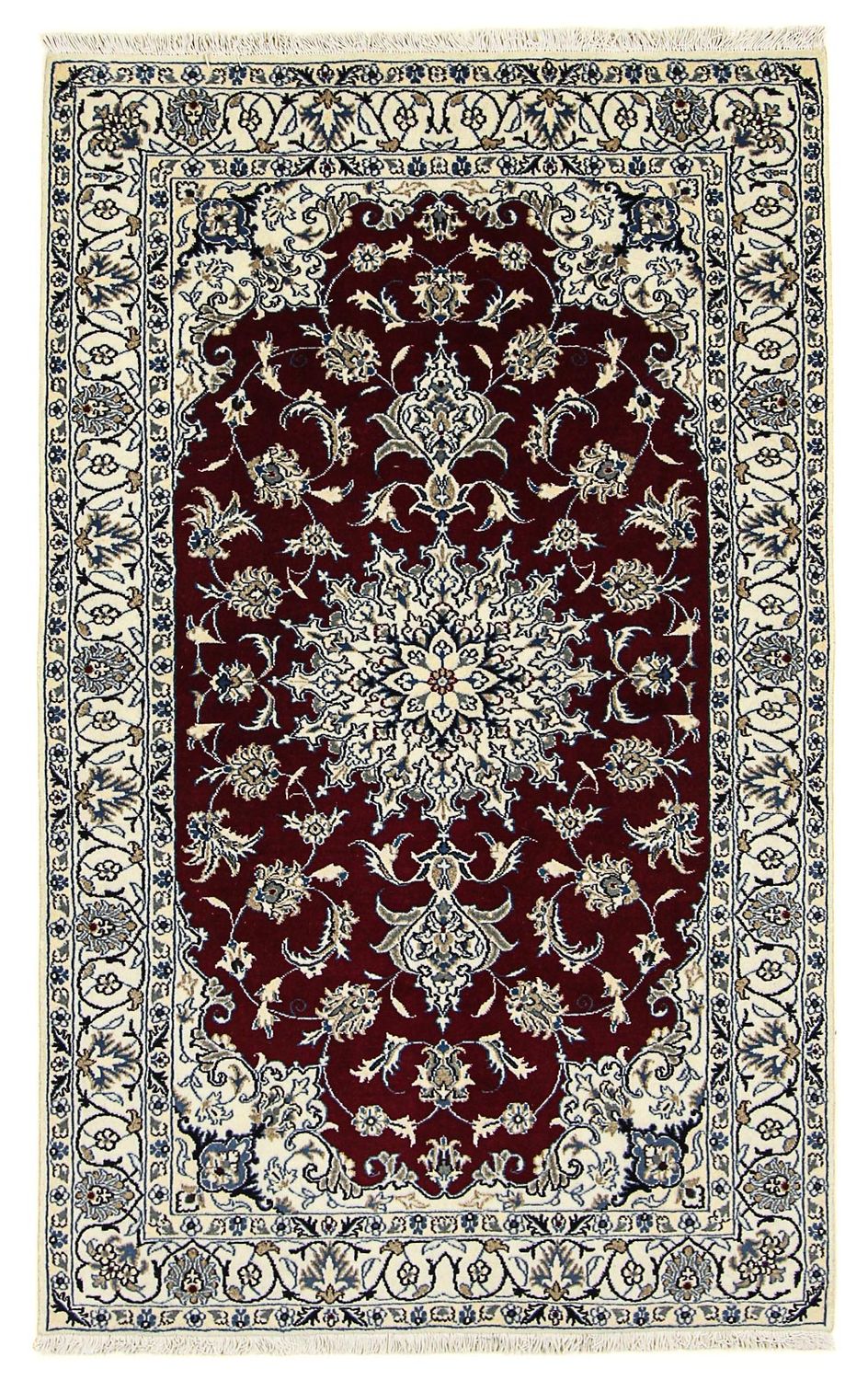 Persisk tæppe - Nain - 198 x 122 cm - mørkerød