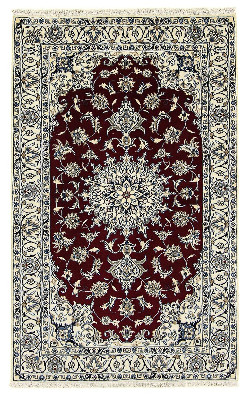 Persisk tæppe - Nain - 198 x 122 cm - mørkerød
