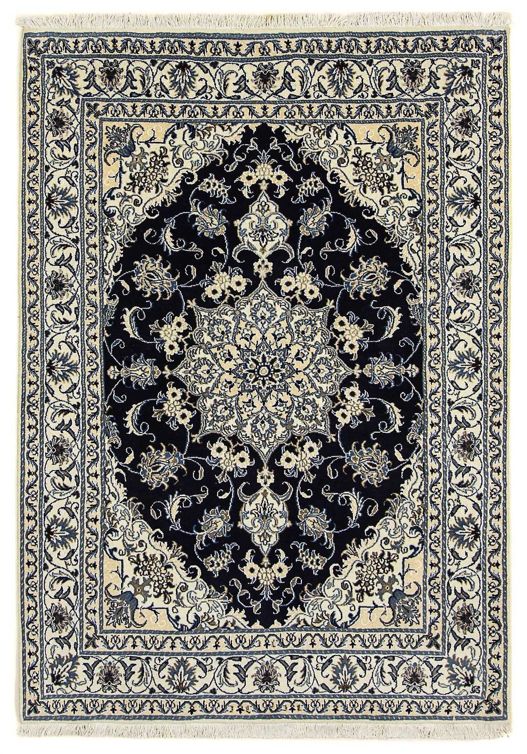 Persisk tæppe - Nain - 205 x 143 cm - mørkeblå