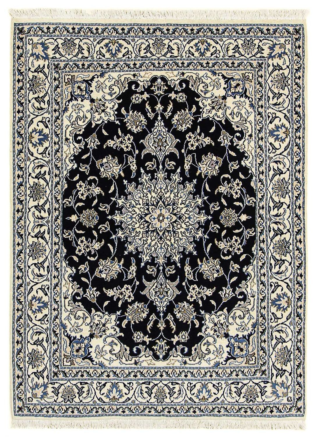 Persisk tæppe - Nain - 195 x 147 cm - mørkeblå
