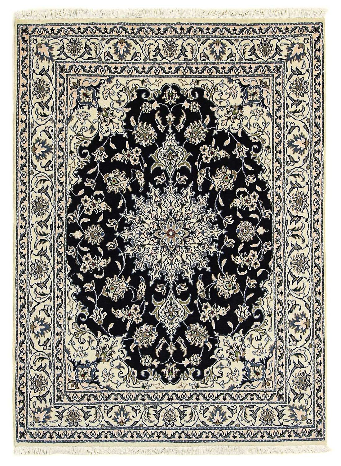Persisk tæppe - Nain - 193 x 147 cm - mørkeblå