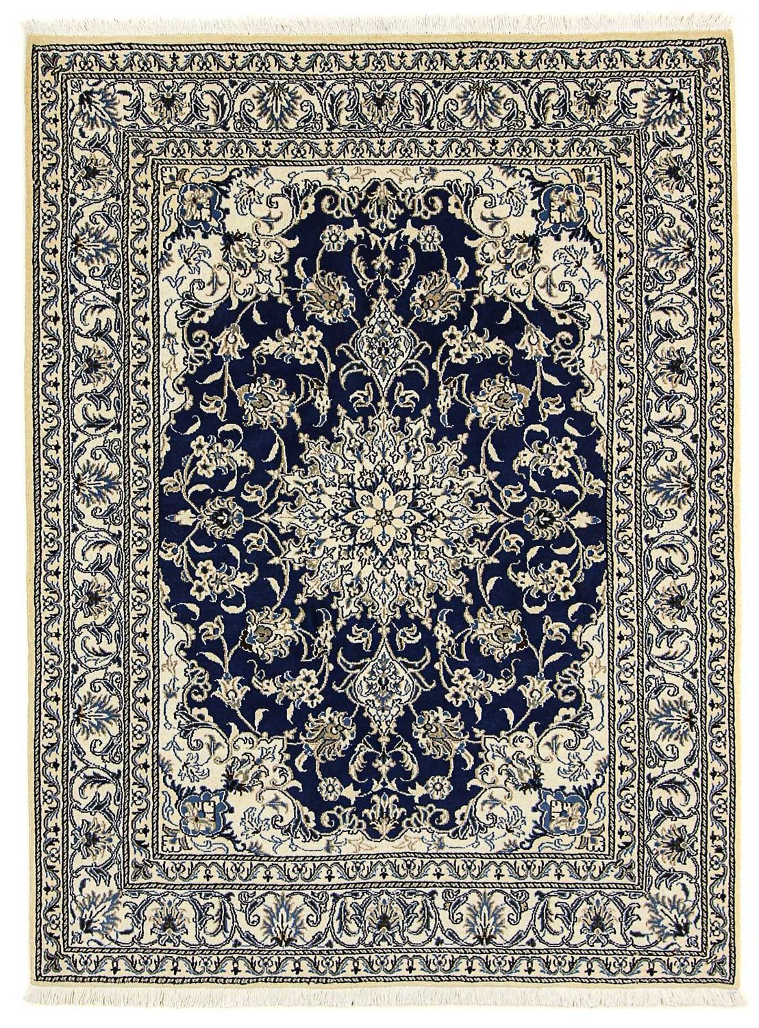 Persisk tæppe - Nain - 198 x 151 cm - mørkeblå