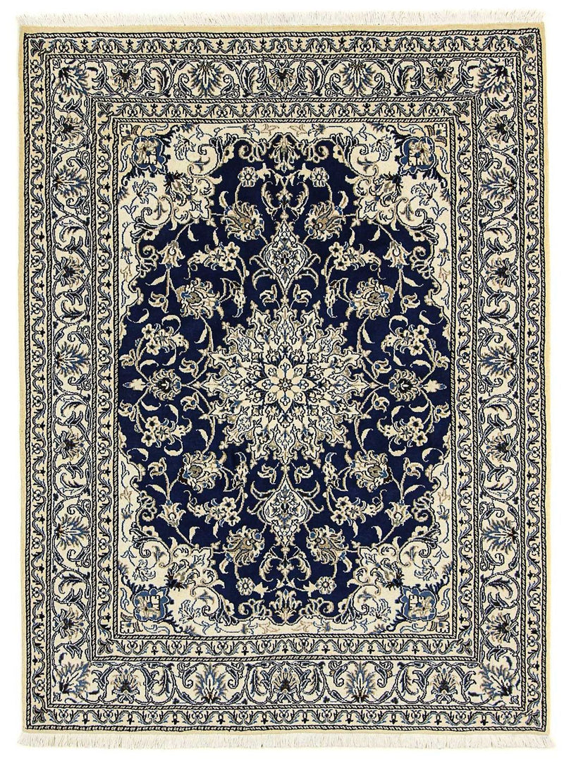 Persisk tæppe - Nain - 198 x 151 cm - mørkeblå