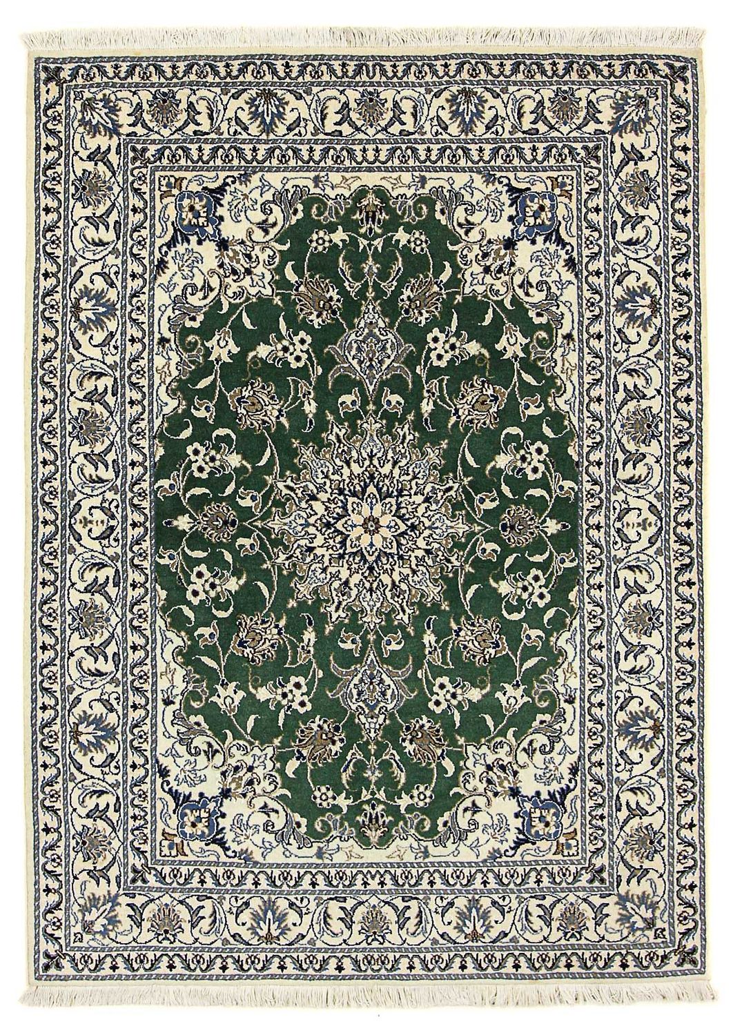 Persisk tæppe - Nain - 193 x 153 cm - mørkegrøn