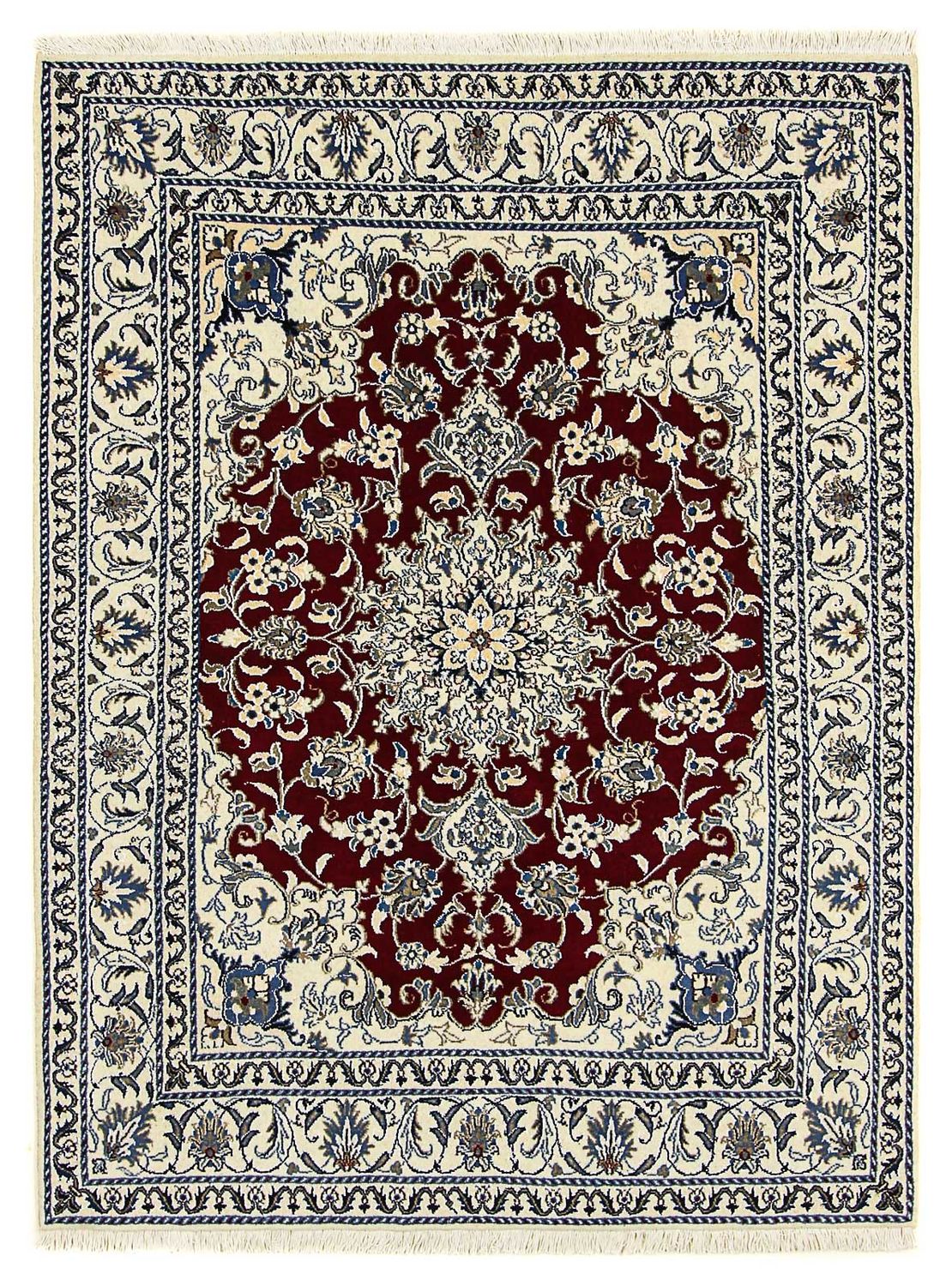 Persisk tæppe - Nain - 191 x 147 cm - mørkerød