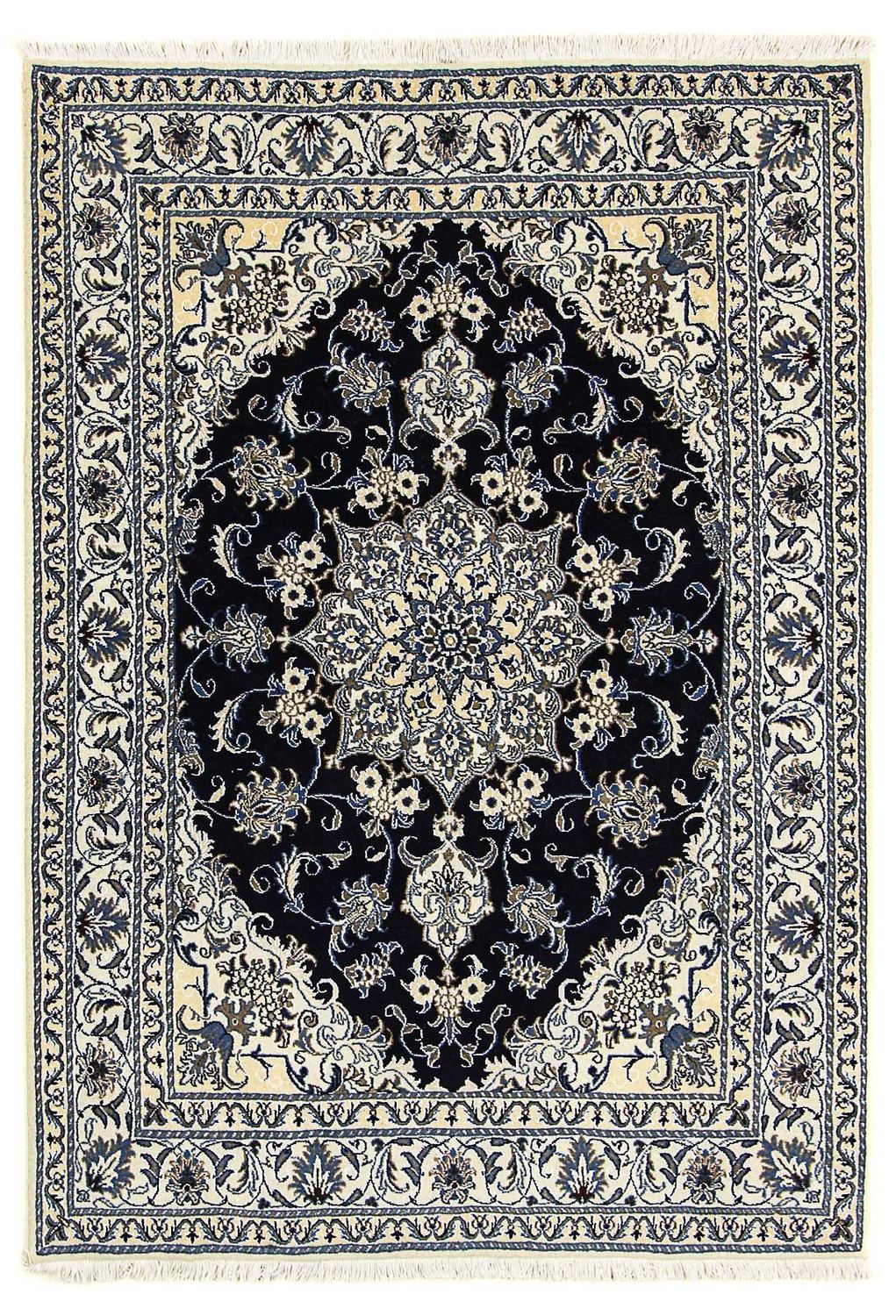 Persisk tæppe - Nain - 206 x 147 cm - mørkeblå