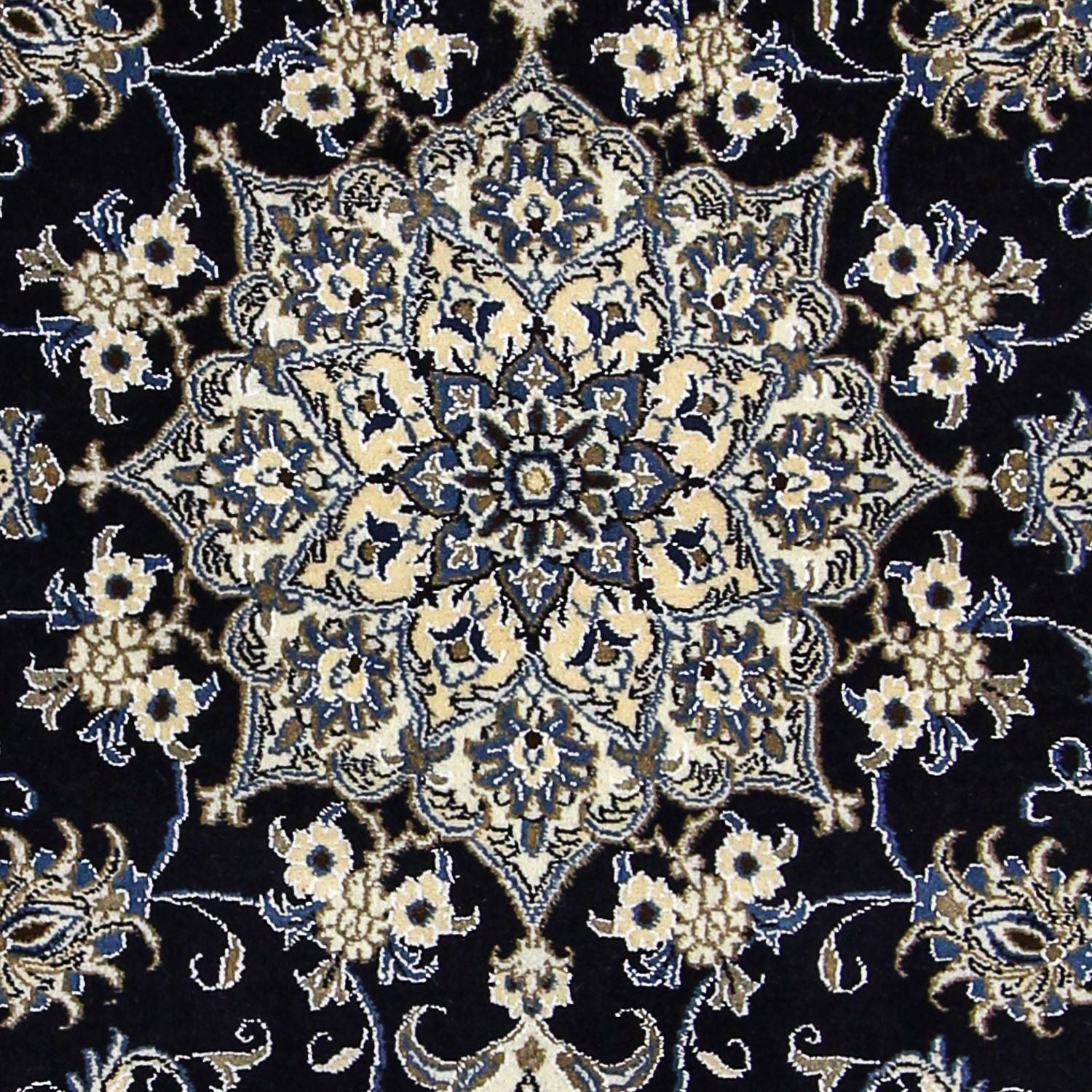 Persisk tæppe - Nain - 206 x 147 cm - mørkeblå