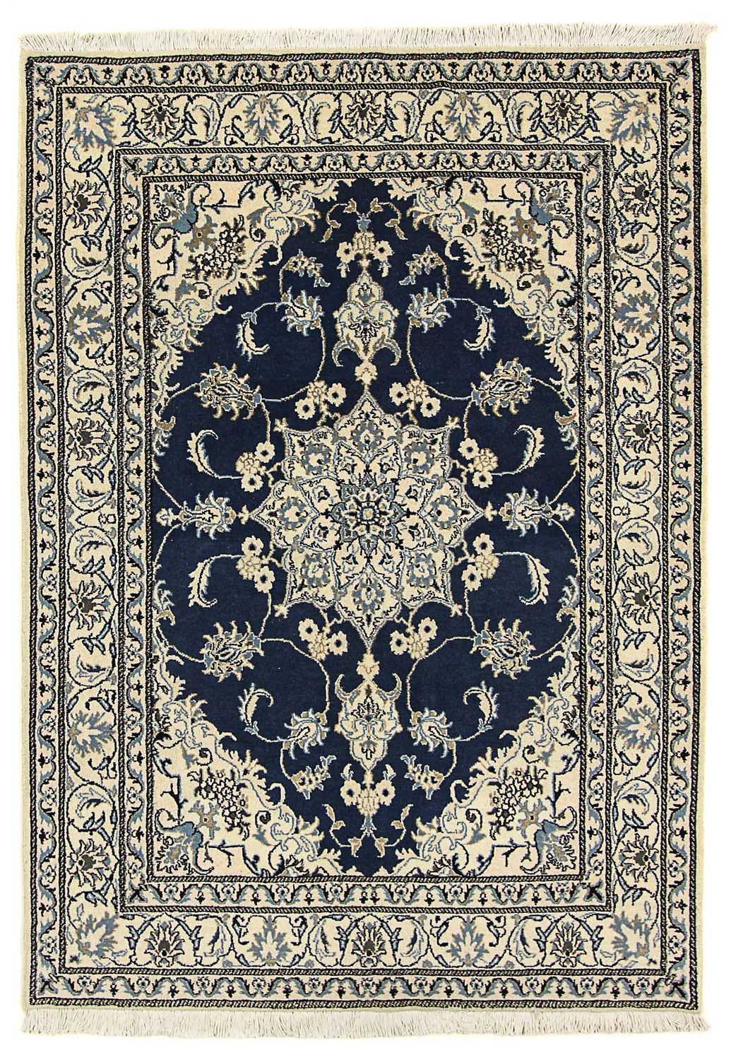 Persisk tæppe - Nain - 206 x 153 cm - mørkeblå