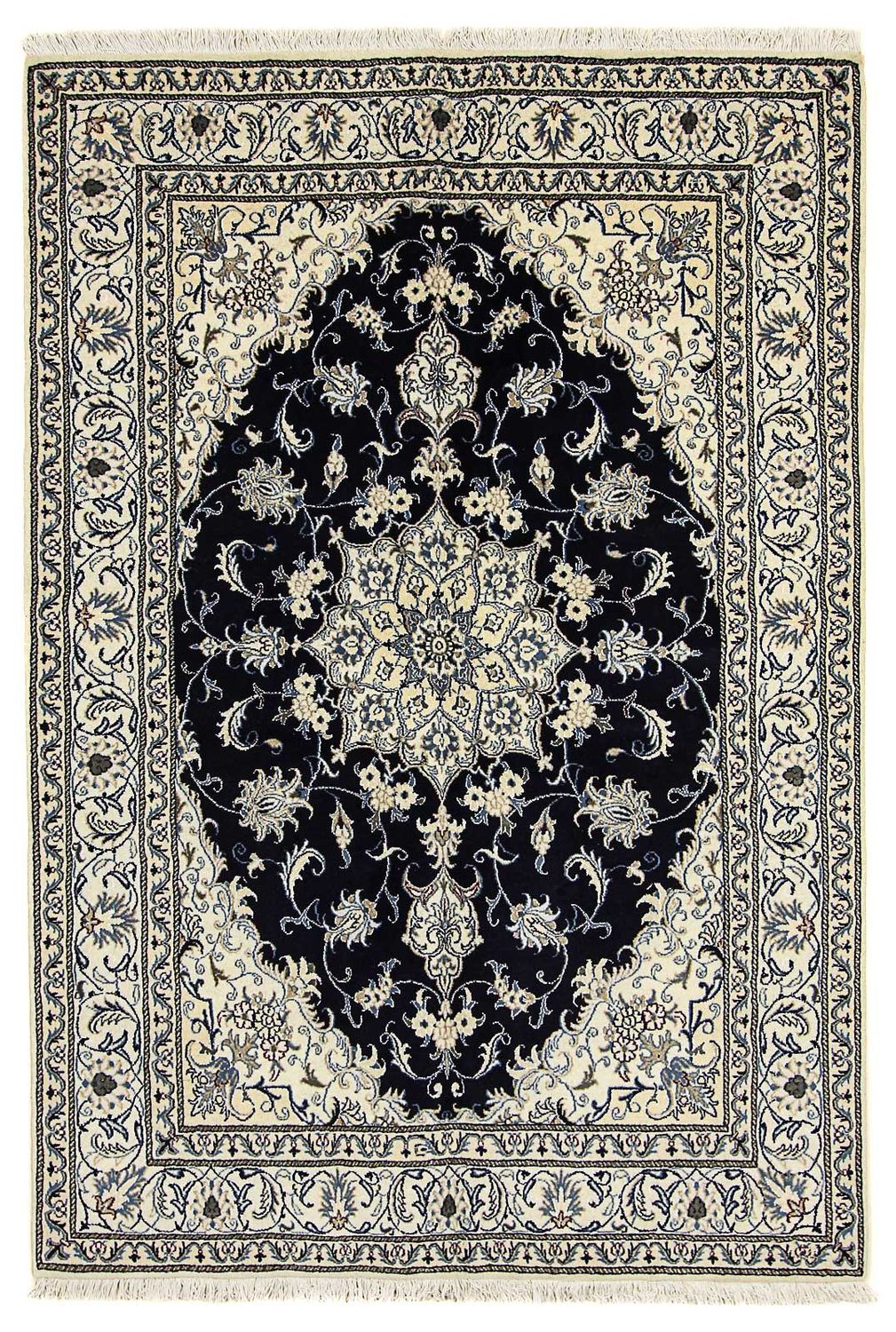 Persisk tæppe - Nain - 242 x 166 cm - mørkeblå