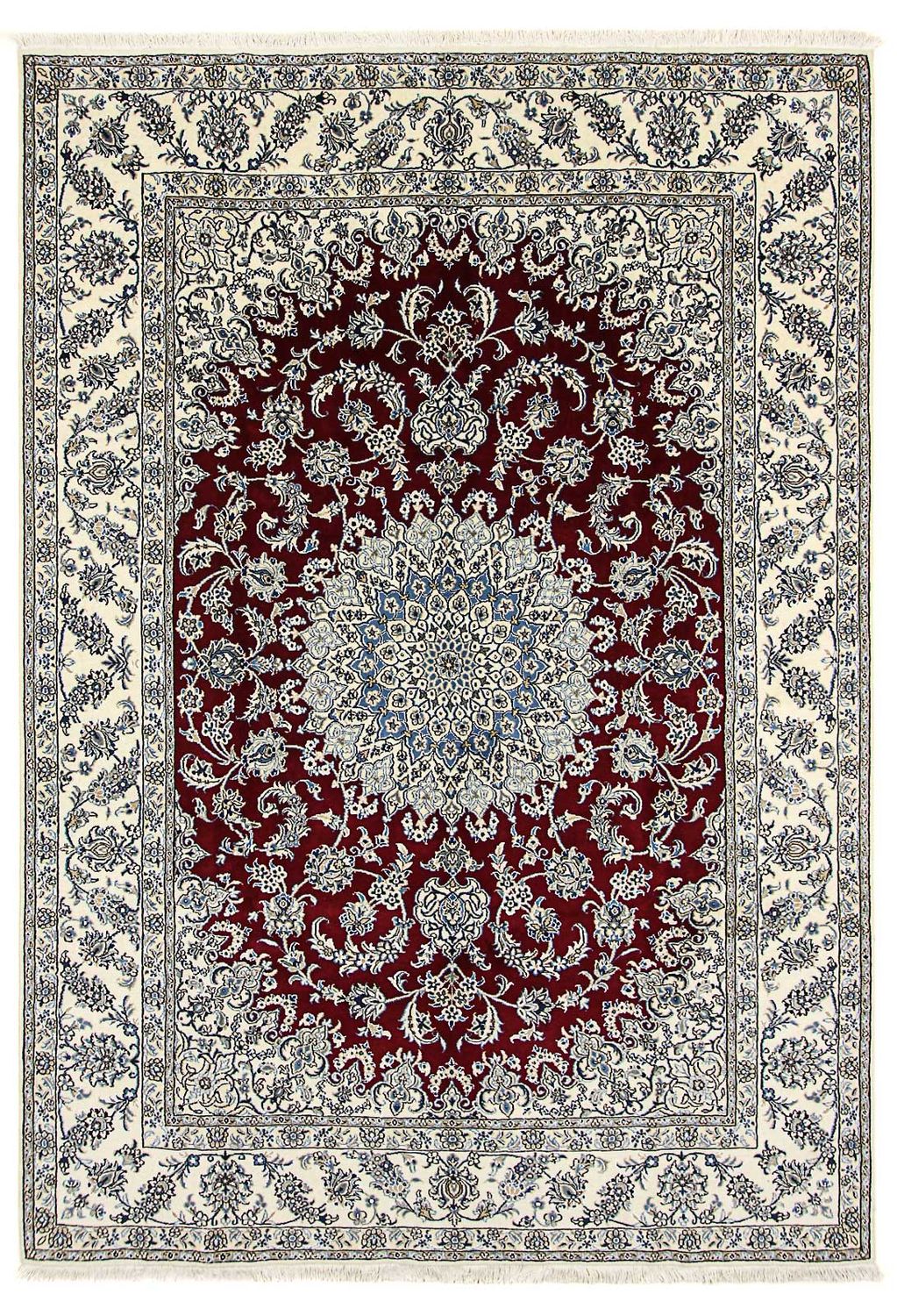 Persisk tæppe - Nain - 346 x 246 cm - mørkerød