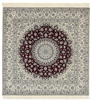 Persisk tæppe - Nain - Premium firkantet  - 207 x 206 cm - mørkerød