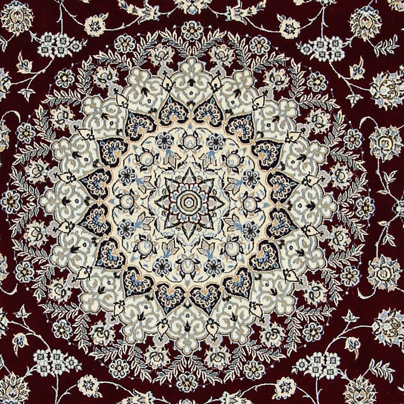 Persisk tæppe - Nain - Premium firkantet  - 207 x 206 cm - mørkerød