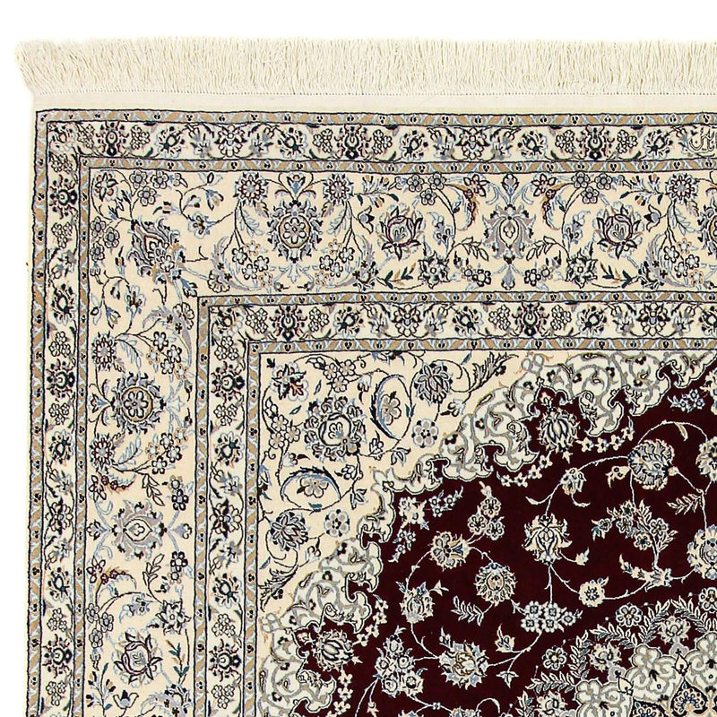 Persisk tæppe - Nain - Premium firkantet  - 207 x 206 cm - mørkerød