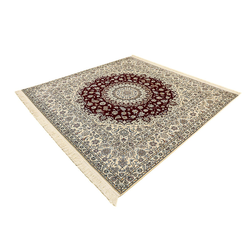 Persisk tæppe - Nain - Premium firkantet  - 207 x 206 cm - mørkerød