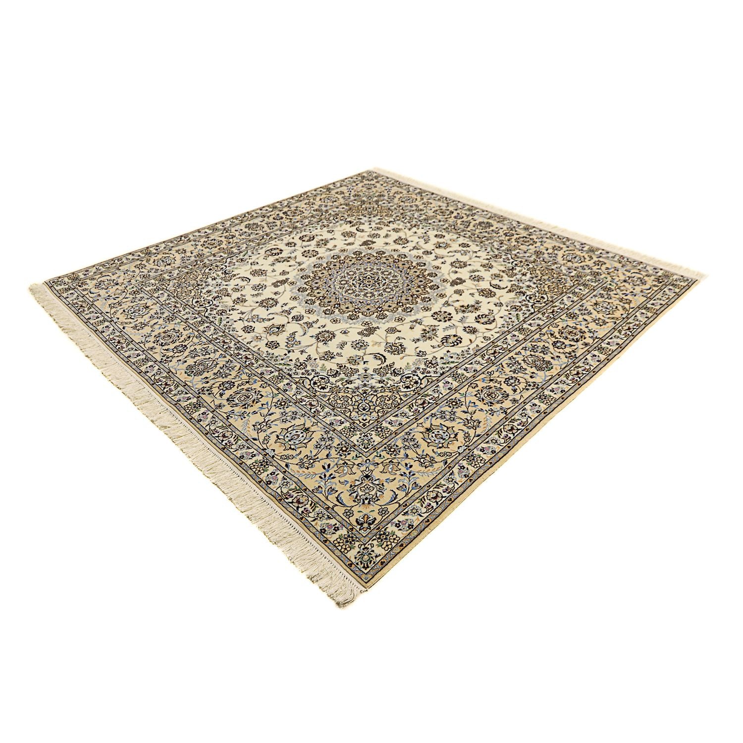 Persisk tæppe - Nain - Premium firkantet  - 205 x 205 cm - beige
