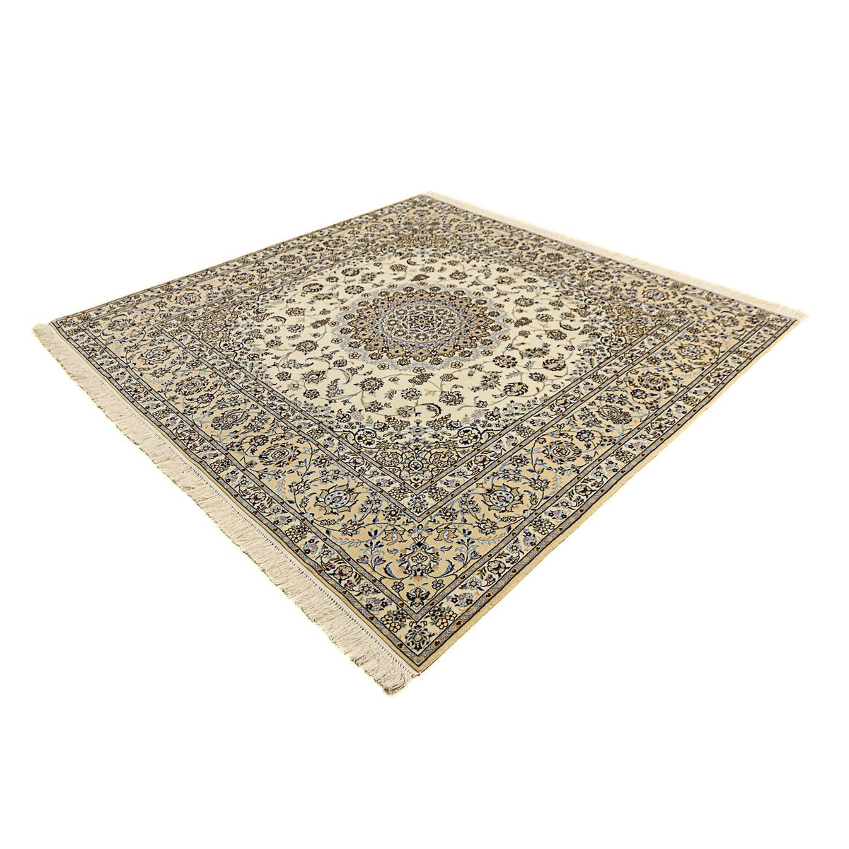 Persisk tæppe - Nain - Premium firkantet  - 205 x 205 cm - beige
