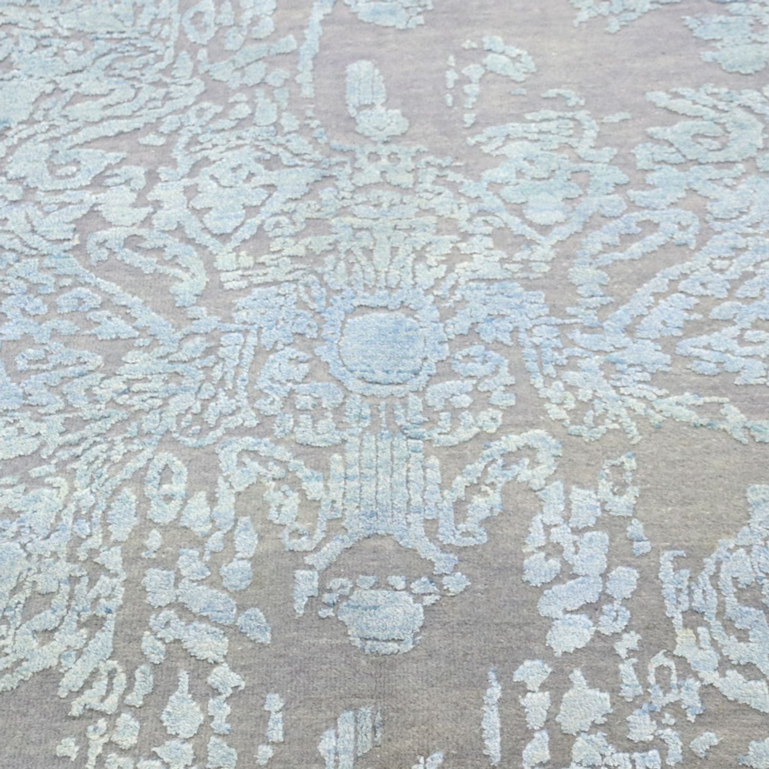 Designer tæppe rundt  - 243 x 243 cm - lyseblå