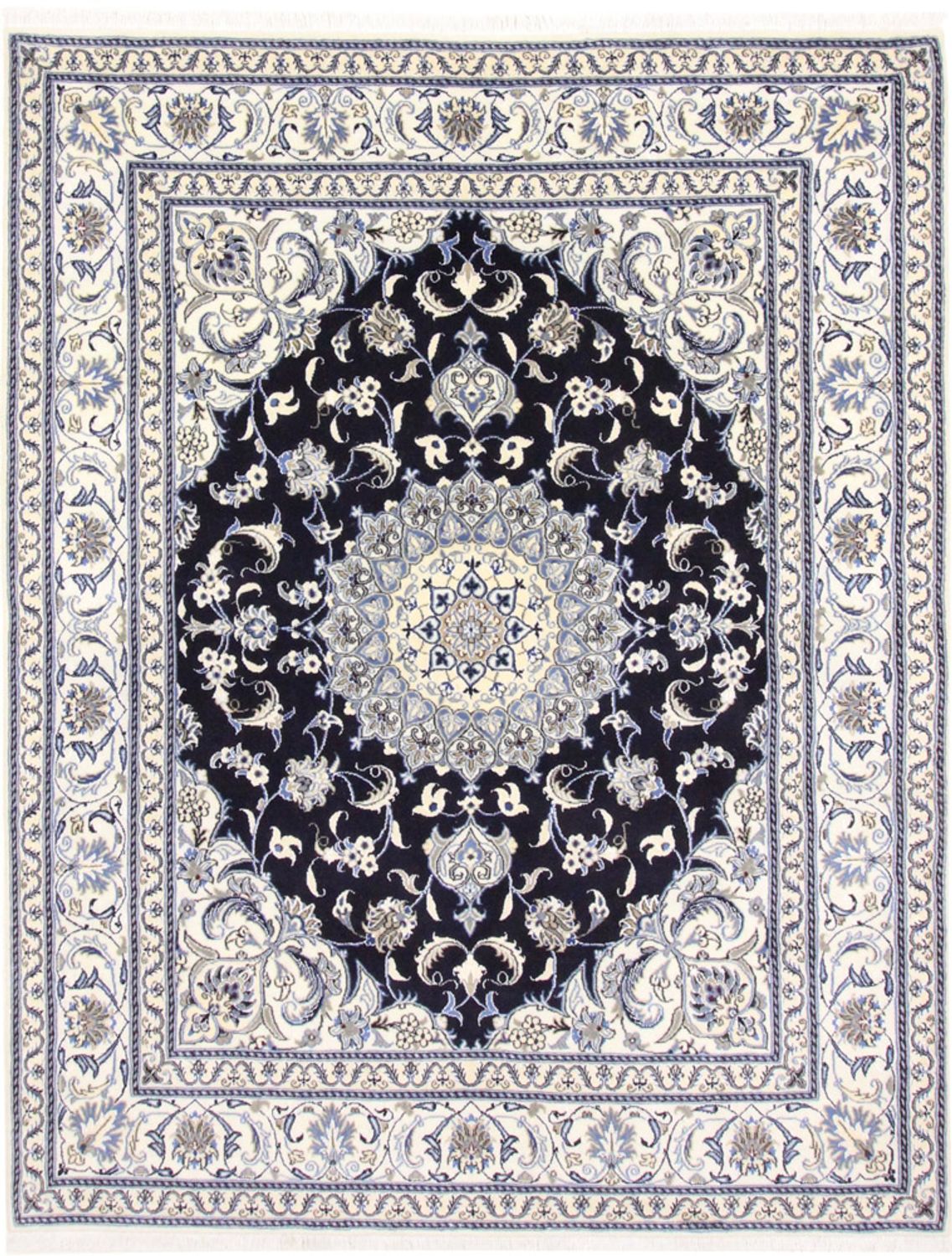 Persisk tæppe - Nain - 250 x 197 cm - mørkeblå