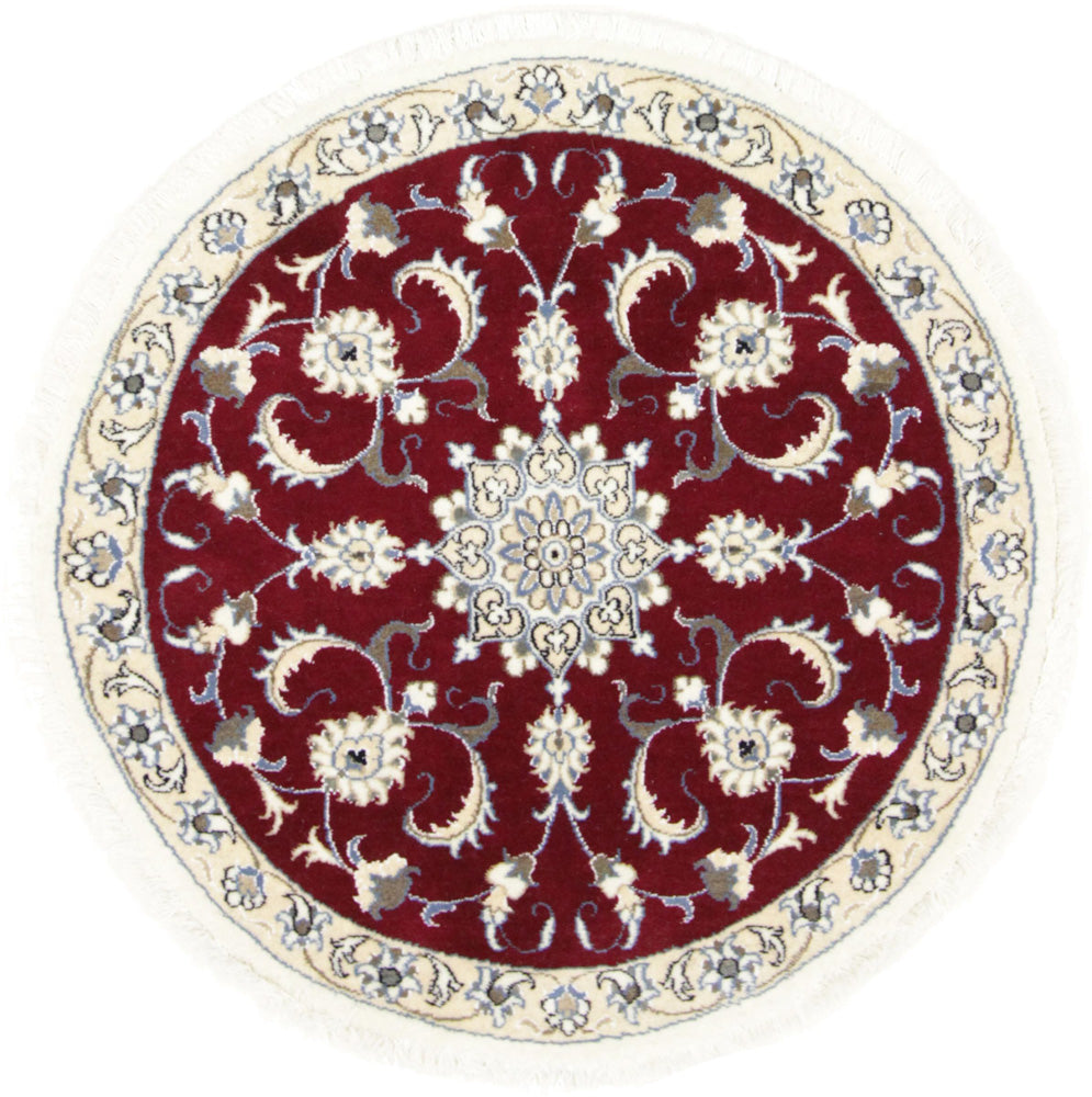 Läufer Perser - Nain - 100 x 100 cm - dunkelrot