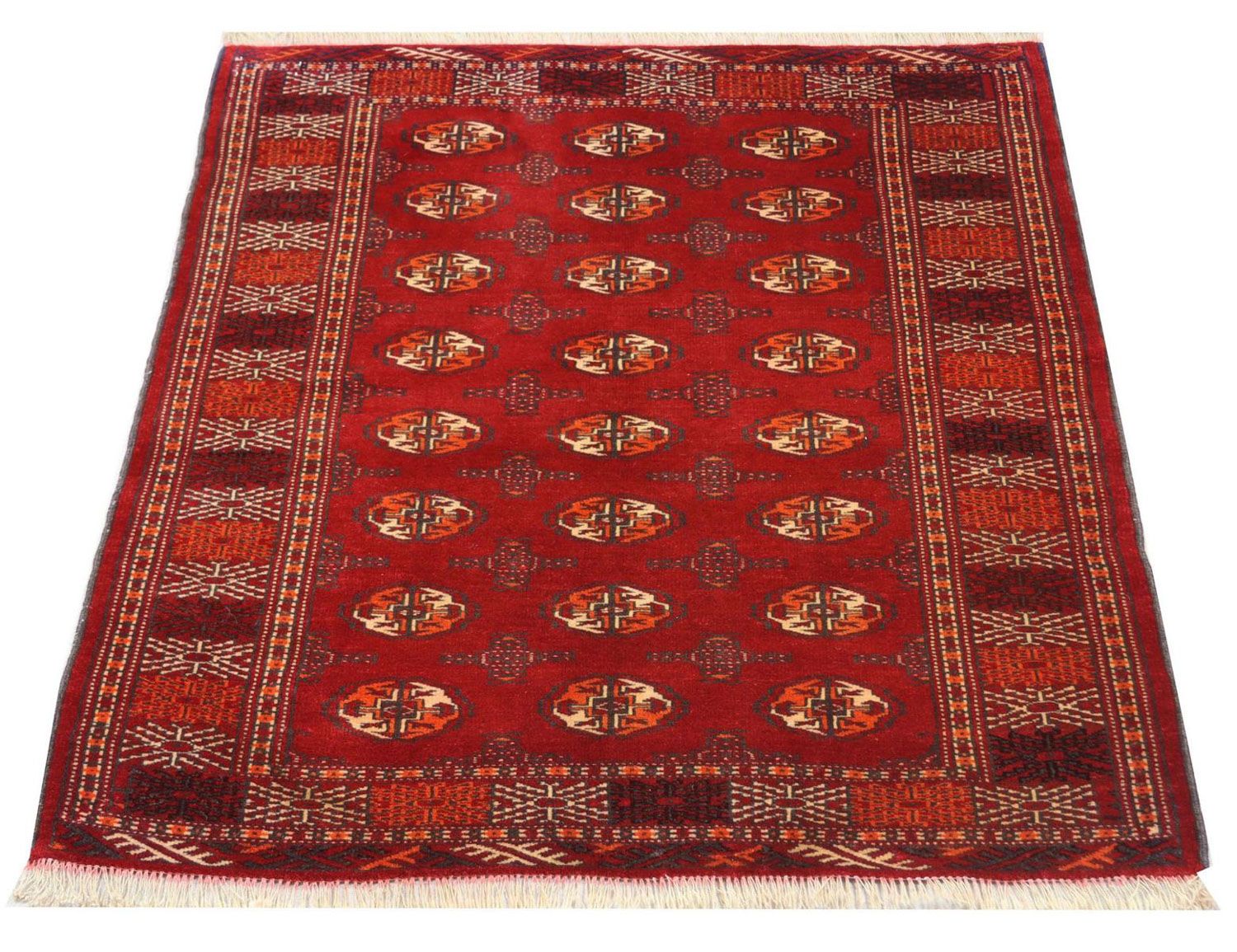 Turkaman-tæppe - 144 x 110 cm - rød