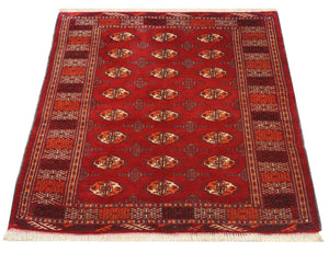 Turkaman-tæppe - 144 x 110 cm - rød