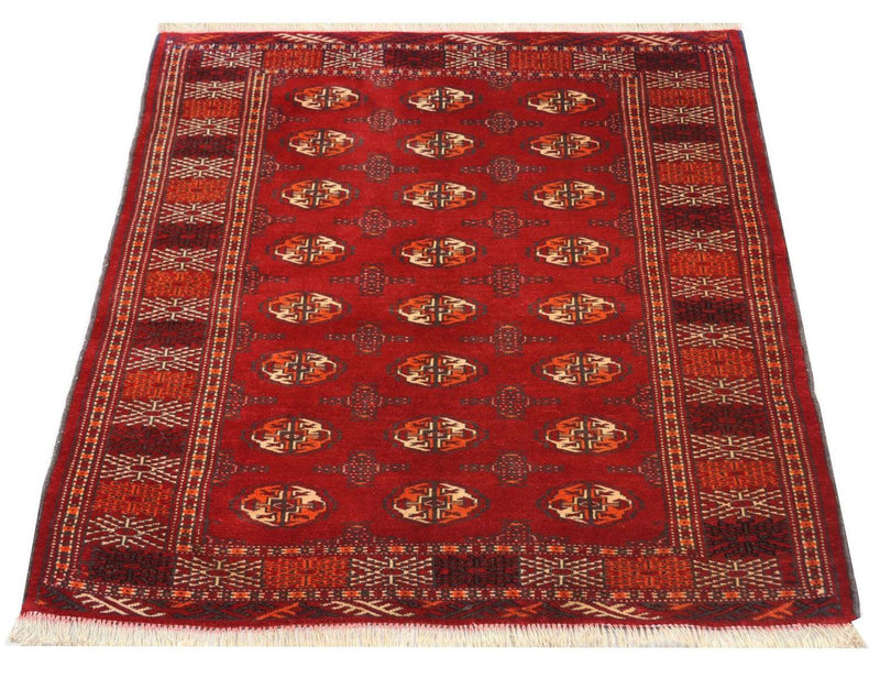 Turkaman-tæppe - 144 x 110 cm - rød