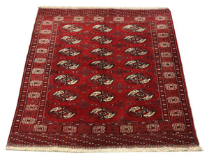 Afghansk tæppe - 152 x 118 cm - mørkerød