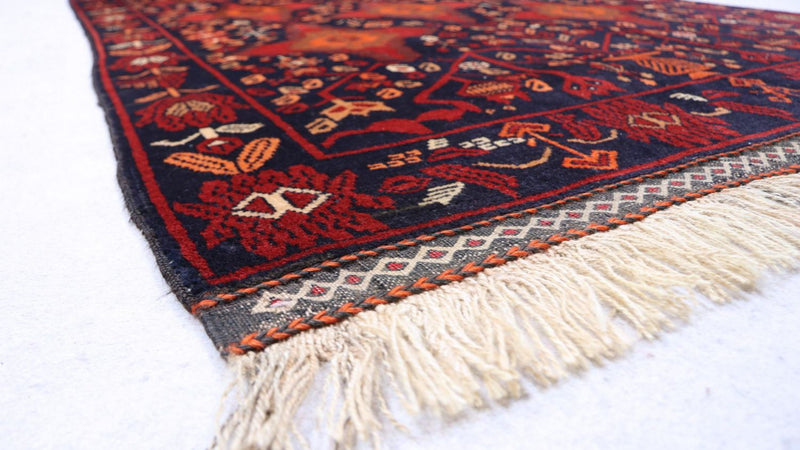Afghansk tæppe - 172 x 100 cm - rød