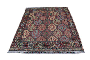 Kelim-tæppe - orientalsk firkantet  - 205 x 178 cm - blå
