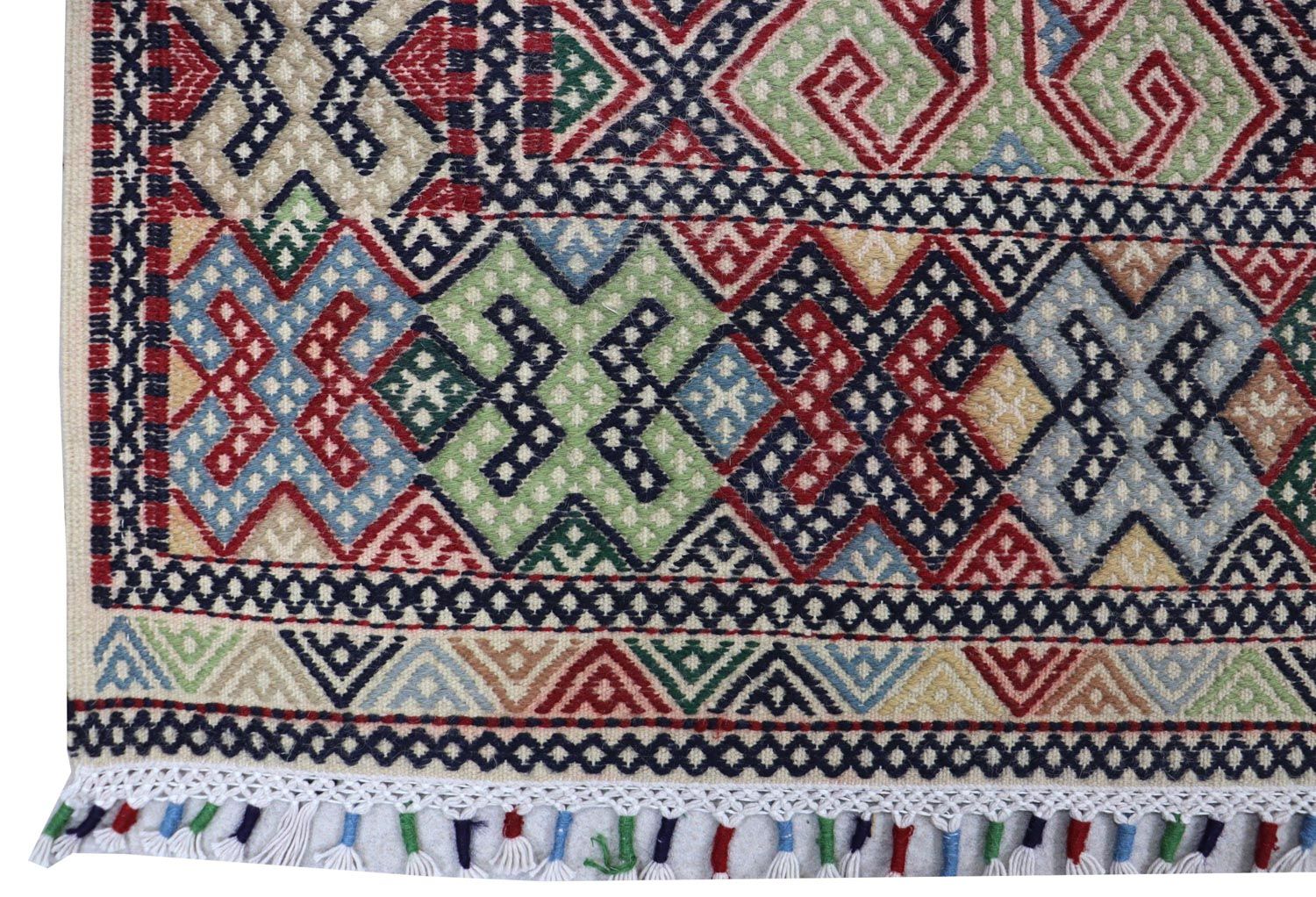 Kelim-tæppe - orientalsk firkantet  - 205 x 178 cm - blå