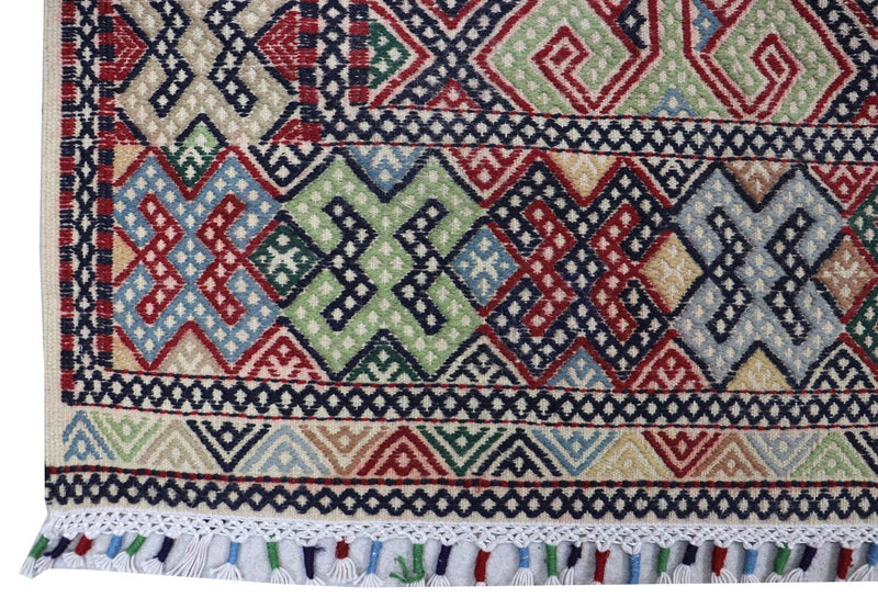 Kelim-tæppe - orientalsk firkantet  - 205 x 178 cm - blå