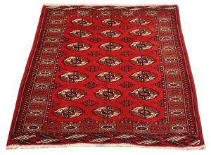 Afghansk tæppe - 152 x 118 cm - rød