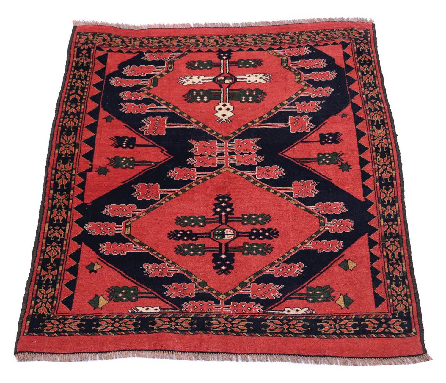 Afghansk tæppe - 154 x 126 cm - rød