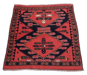 Afghansk tæppe - 154 x 126 cm - rød