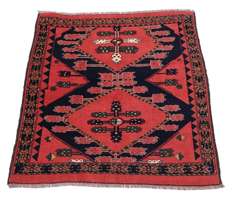 Afghansk tæppe - 154 x 126 cm - rød