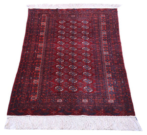Afghansk tæppe - 169 x 113 cm - mørkerød