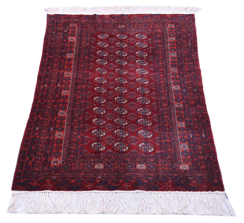 Afghansk tæppe - 169 x 113 cm - mørkerød