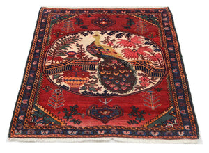 Afghansk tæppe - 145 x 117 cm - mørkerød