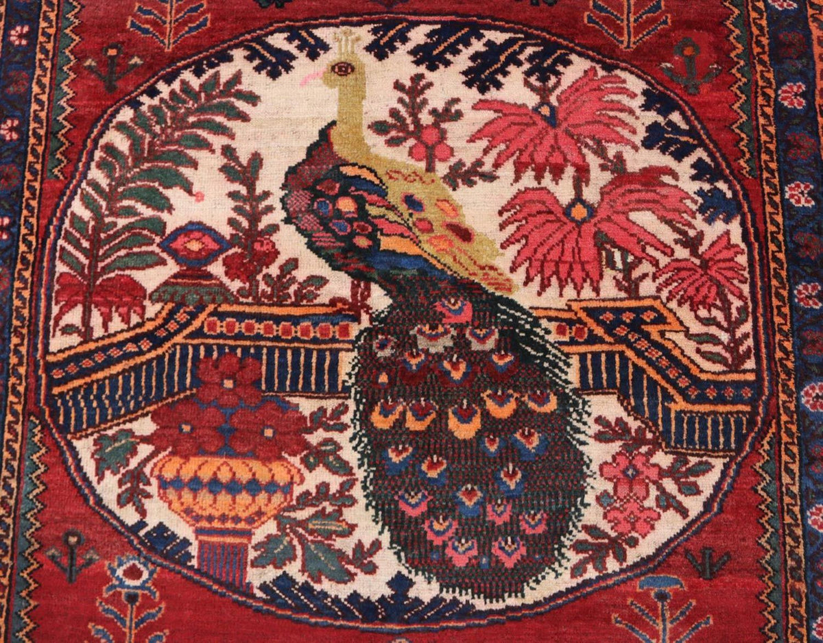Afghansk tæppe - 145 x 117 cm - mørkerød
