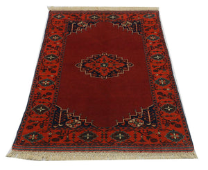 Afghansk tæppe - 180 x 126 cm - rød