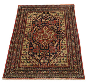 Afghansk tæppe - 193 x 126 cm - mørkerød