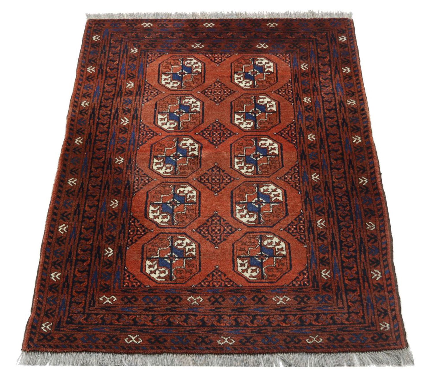 Afghansk tæppe - 155 x 103 cm - mørkerød