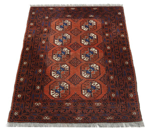 Afghansk tæppe - 155 x 103 cm - mørkerød
