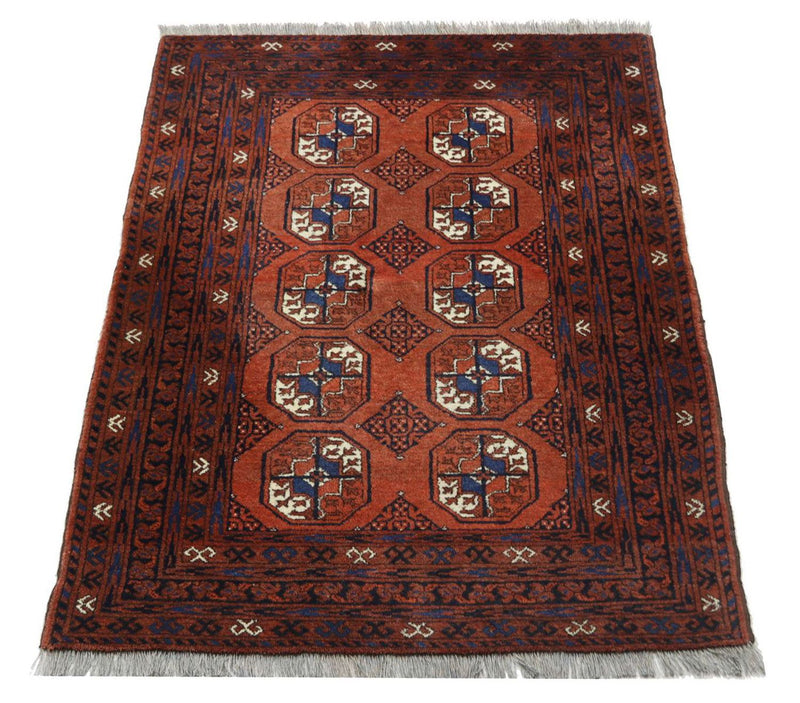 Afghansk tæppe - 155 x 103 cm - mørkerød